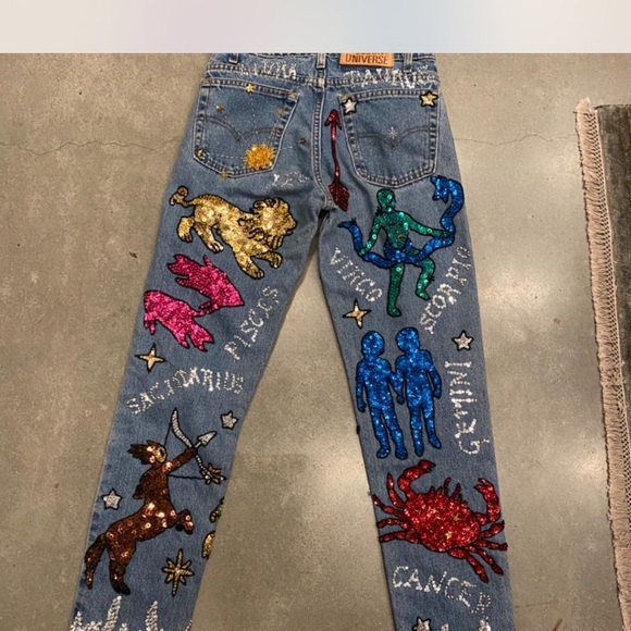 RARE DISCOUNT UNIVERSE ASTROLOGY JEANS - EMBELLISHED - Picture 2 of 2